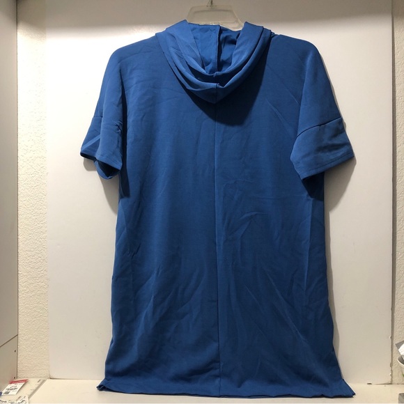 Cable & Gauge Dress Women Large Blue Blend Round Neck Hooded Short Sleeve Beach - Picture 4 of 7